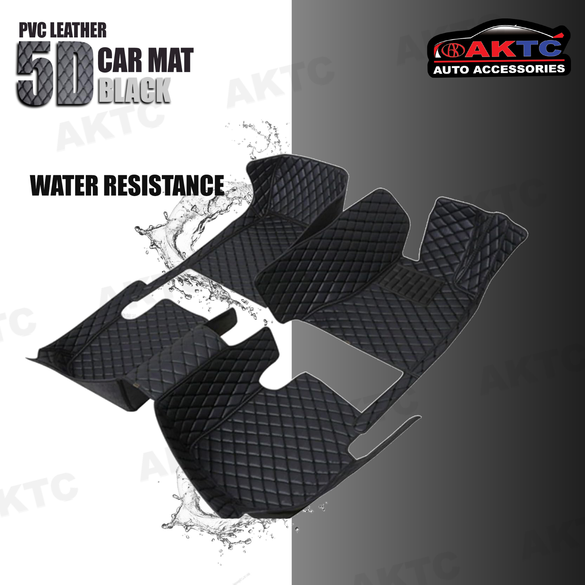 5D Car Floor Mat|PVC Leather 5D Car Mat|Drive 5D Car Floor Mat- DCM-14 BLACK WITH BLACK AKTC auto accessoriesonline shop bangladeshothoba.com