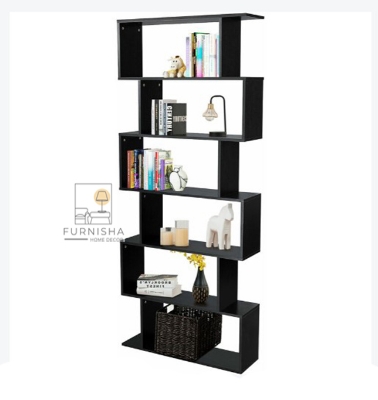 Picture of Furnisha Modern S-Shaped 6-Tier Shelf Storage Unit For Home & Office - Book Shelf