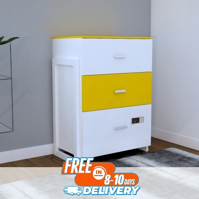 Picture of Furnisha Smart Wardrobe/ 3 Drawer Clothing Large Storage (Finish Color - Yollow+White)