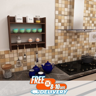 Picture of Furniture Kitchen Storage Organizer, Multipurpose use Wall Mounted Shelves With Hooks, Wall Rack Shelves Organizer Boxes Shelf For Kitchen