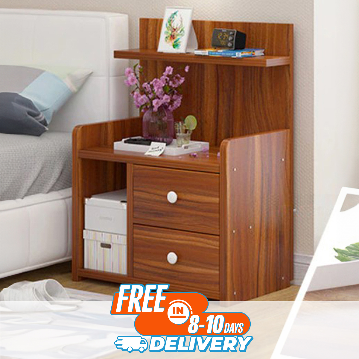 Picture of Furnisha Bedside Table With Storage Salve &  locker Drawers - Side Table