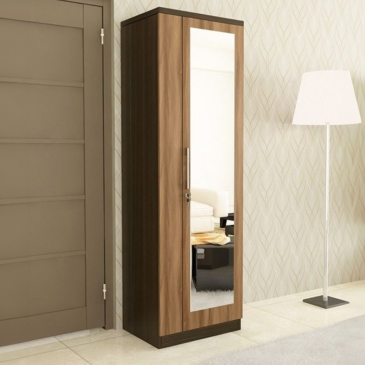 Picture of Furnisha Single Door Almirah with Full View Dressing Mirror & cloth storage hanger shelf