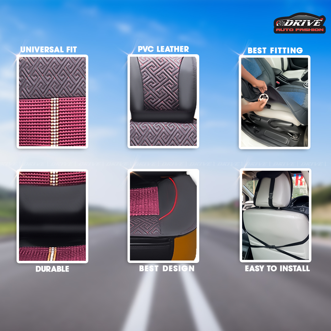 PVC Leather Car Seat Cushion |  Luxurious  Car Seat Cover | Anti Slip Universal size ,Front Car Seat cushion, Breathable ,  Car Seat Protector -1 PC AKTC auto accessoriesonline shop bangladeshothoba.com
