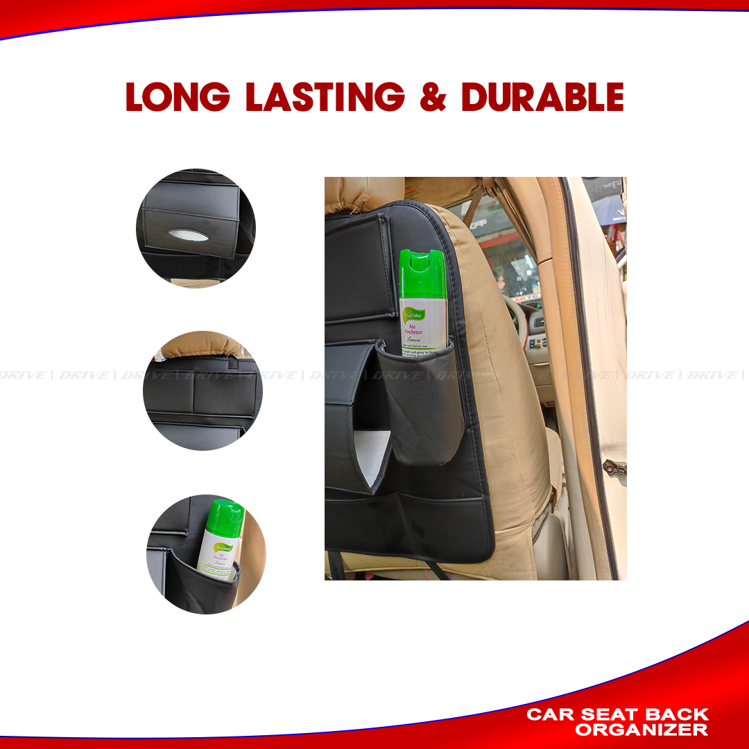 PVC LEATHER Car Back Seat Organizer - Black AKTC auto accessoriesonline shop bangladeshothoba.com