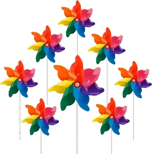 Rainbow Plastic Pinwheels Toy Wind Spinners for Party Decoration 