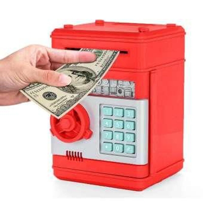 Picture of Cartoon Electronic ATM Password Piggy Bank Cash Coin Can Auto Scroll Paper Money Saving Box Gift For Kids