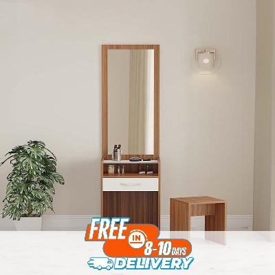 Picture of Karigor BD New Model Stylish Vanity Dressing Table With Seater Stool Mora for Girls Makeup- DT1191