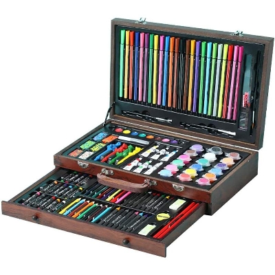 Picture of Art Set for Kids 138 - Piece Supplies for Painting and Drawing Art Kit in Wood Box Includes Watercolor Paints Gifts for Kids (Color : Natural, Size : Free Size)