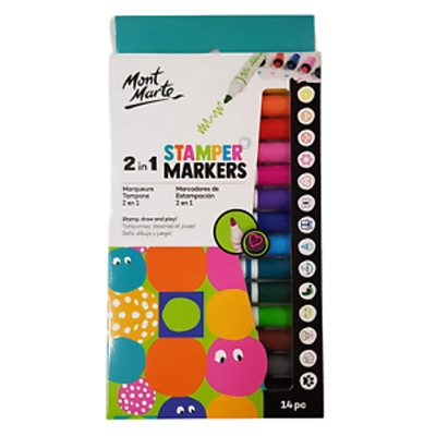 Picture of Mont Marte Kids 2 in 1 Stamper Markers 14pce Creative Stamp Craft Set