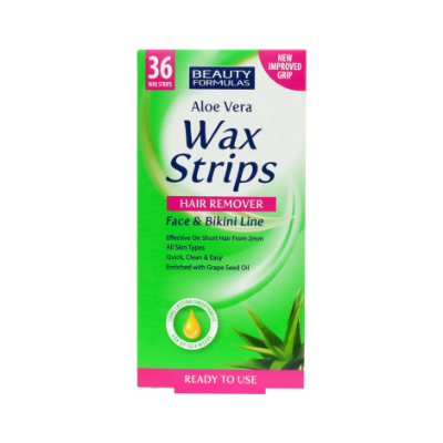 Picture of Beauty Formulas Aloe Vera Wax Strips x 36 - Face & Bikini Line Hair Removal