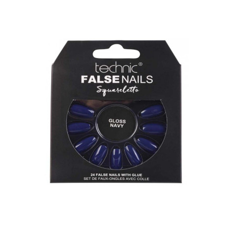 Picture of Technic Squareletto 24 False Nails With Glue - Gloss Navy