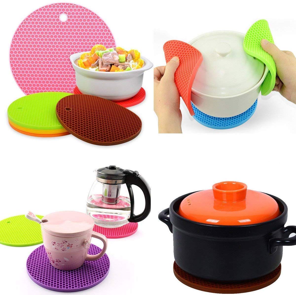 Picture of 18 cm Round Heat Insulation Silicone Pad Desk Mat Silicone Pot Heat Mat Placemat Placemat for Dining Table Kitchen Table Mat