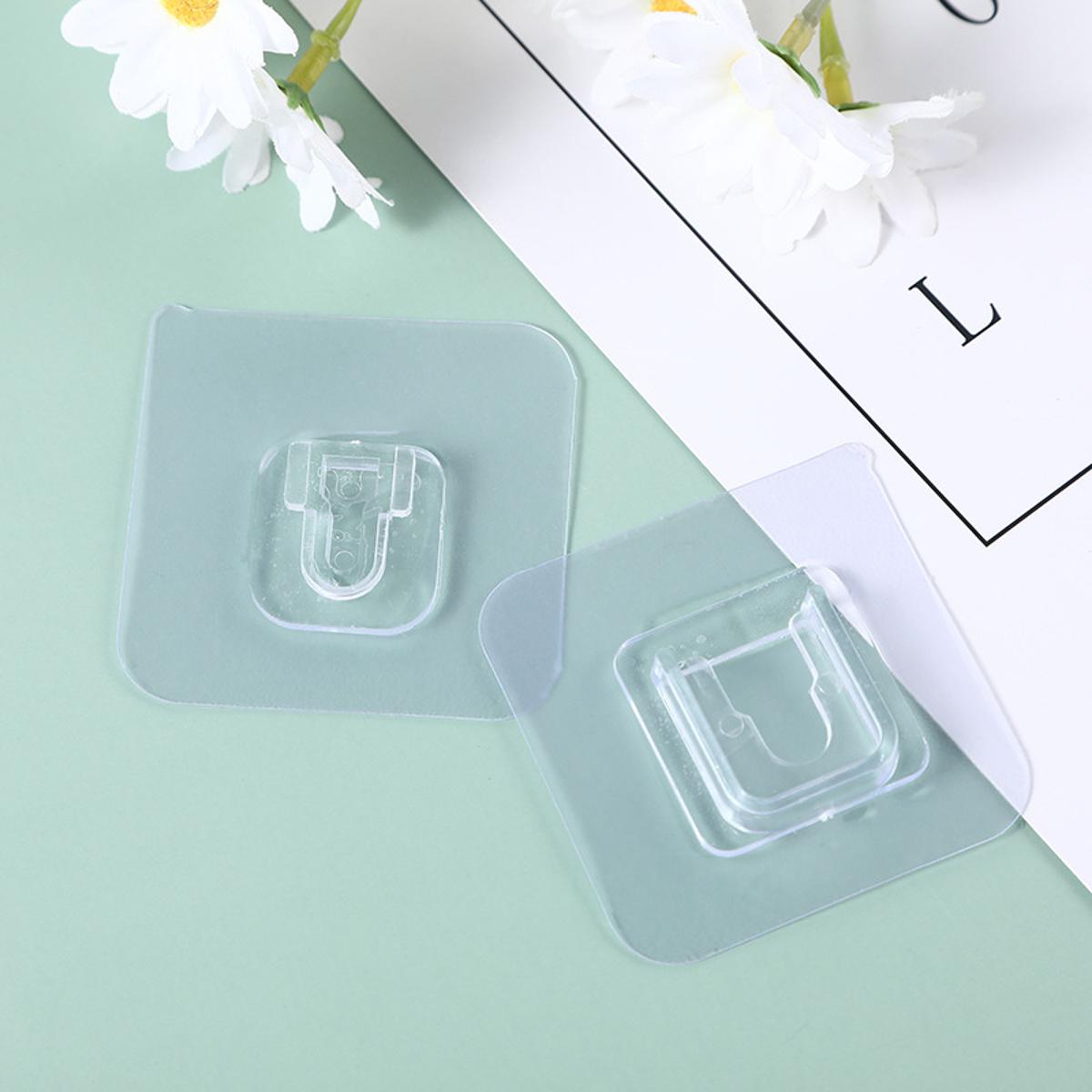 Picture of Multi-purpose Hooks of Double-sided Adhesive Wall Hooks ,single hok, strip hok Non-marking Sticky Hooks Plastic Transparent Fixer Paste Buckle