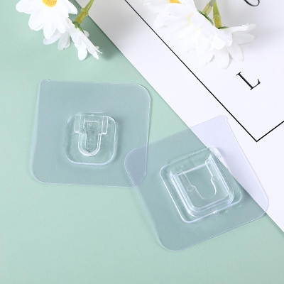 Picture of Multi-purpose Hooks of Double-sided Adhesive Wall Hooks ,single hok, strip hok Non-marking Sticky Hooks Plastic Transparent Fixer Paste Buckle