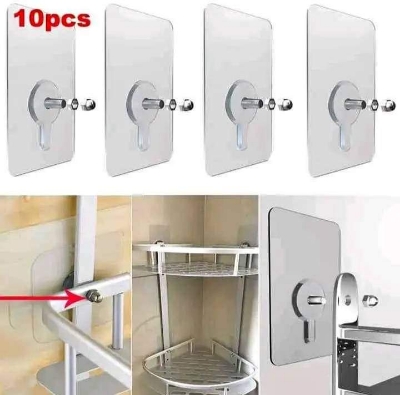 Picture of Multi-purpose Hooks of Double-sided Adhesive Wall Hooks ,single hok, strip hok Non-marking Sticky Hooks Plastic Transparent Fixer Paste Buckle