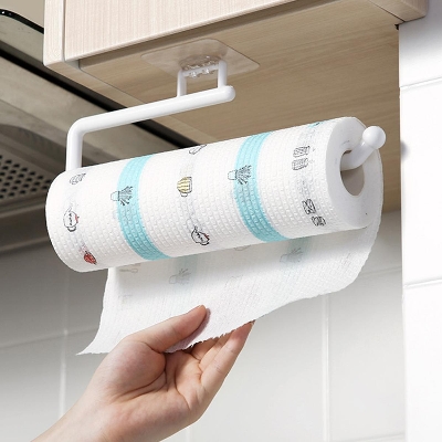 Picture of Kitchen Tissue Holder Hanging Toilet Roll Paper Towel Holder Rack Kitchen Bathroom Cabinet Door Hook Holder Organizer - Kitchen Rack