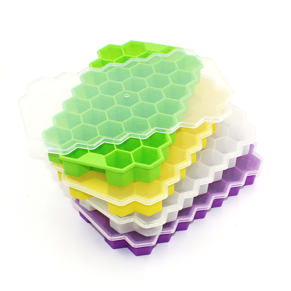 Picture of 37 Cavity Honeycomb Ice Cube Trays Reusable Silicone Ice Cube Mold BPA Free Ice Maker with Removable Lids