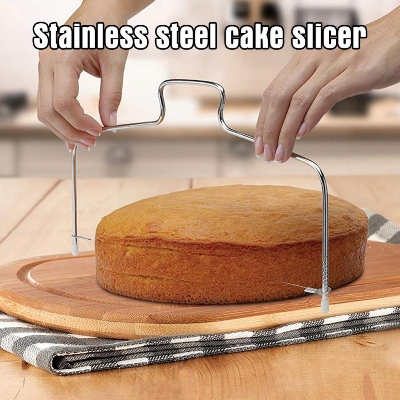Picture of 1PC Double Line Cake Cut Slicer Adjustable Stainless Steel Device DIY Cake Decorating Mold Baking Bakeware Kitchen Cooking Tool
