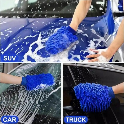 Picture of Double-sided Car,household ,kitchen,furniture Cleaning Gloves Cleaning Cloth Towel Mitt  Microfiber Washable