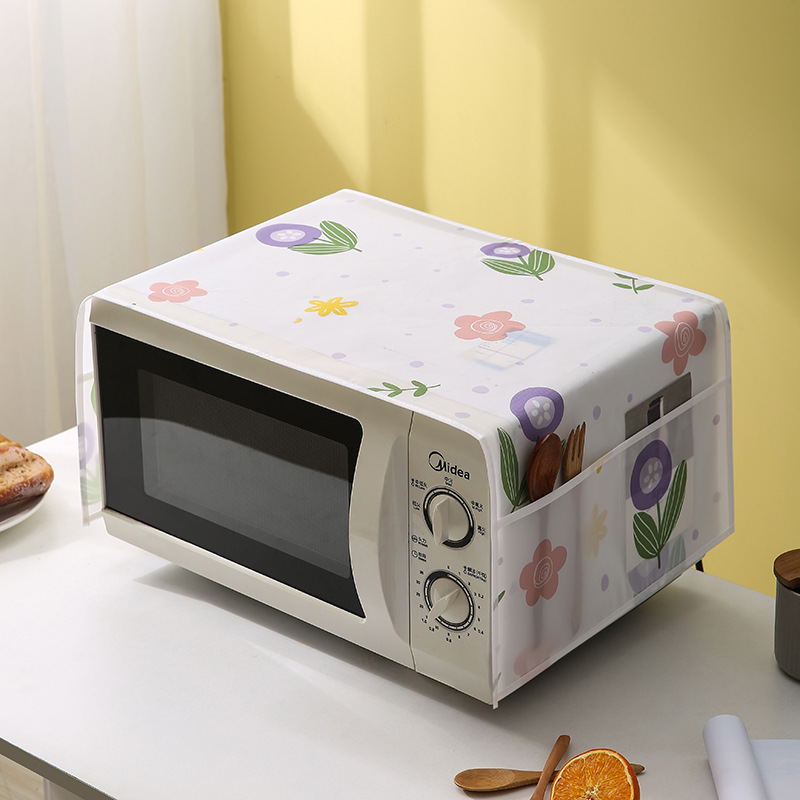 Picture of Waterproof 1pcs Oven Dust Cover Grease Microwave Oven Cover With Storage Bag Kitchen Accessories Microwave Oven Hood