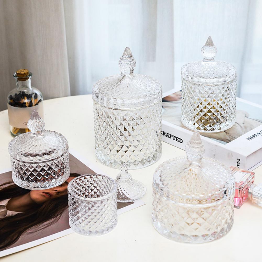 Picture of 350ml Crystal Diamond Faceted Jar with Crystal Lid,Suitable as A Candy Bow