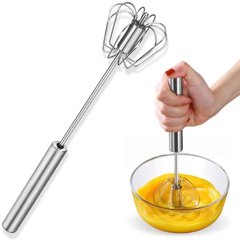 Picture of Hand Pressure Semi-automatic Egg Beater 304 Stainless Steel Kitchen Mixer Machine Whisk Manual Blender Cooking Accessory