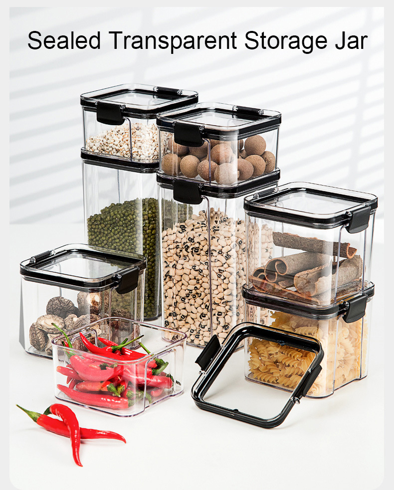 Picture of 1650ml Kitchen Sealed Jar Set Plastic Food Storage Box Multigrain Dried Fruit Tea Food Storage Containers With Lid Fridge Storage Tank