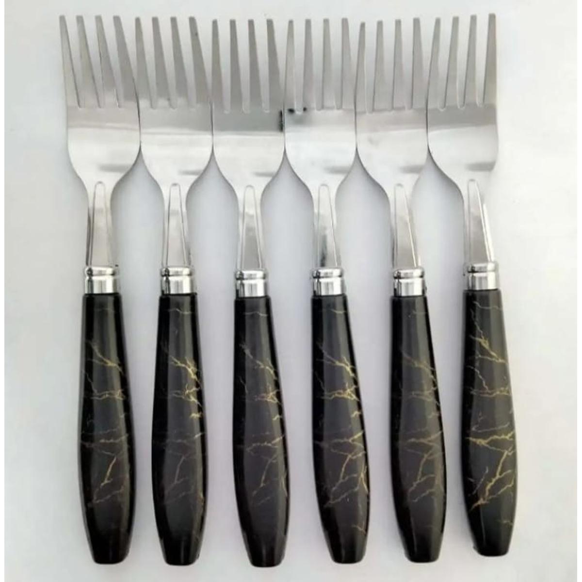 Picture of Newfangled - Stainless Steel Fork Spoon set Ceramic Desing With Plastic Handel ( 6 Pcs set) - Kitchen & Dining - Modern and Trendy
