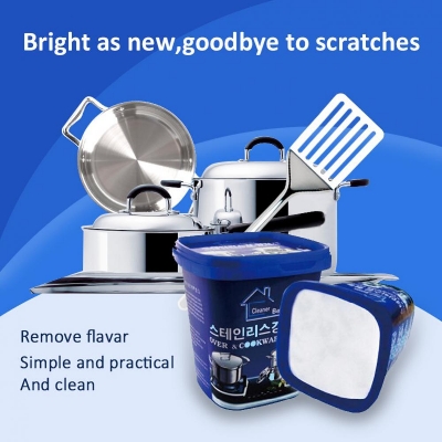 Picture of Household Oven&cookware cleaner kitchen washing pot bottom black scale decontamination Stainless steel cleaning paste powerful