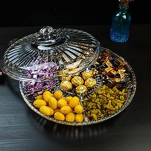 Picture of Transparent Acrylic Plate dry Fruit Plate Compartment With Cover