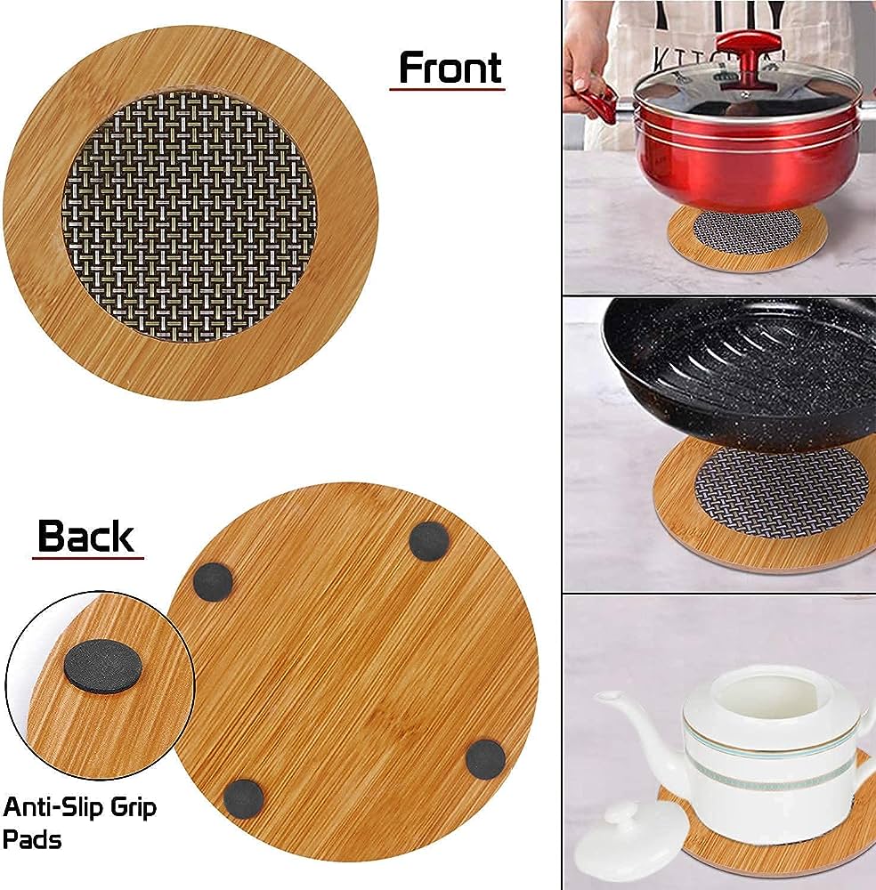Picture of Dinning Table Mat/Wooden Nonslip Heat Pad For Kitchen round