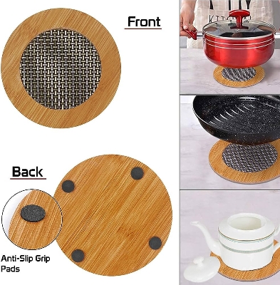 Picture of Dinning Table Mat/Wooden Nonslip Heat Pad For Kitchen round