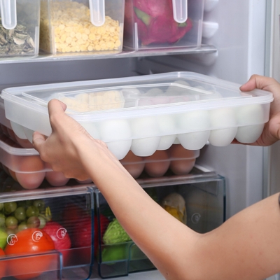 Picture of 24 grid Egg Storage Box Food Container Refrigerator Storage Box Household Kitchen Transparent Box Egg Box Rack egg organiser
