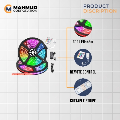 Picture of High Quality SMD 2835 DC 12V LED Strip Light with Remote 5 Meters RGB Color Special Lights for Ceiling Decoration
