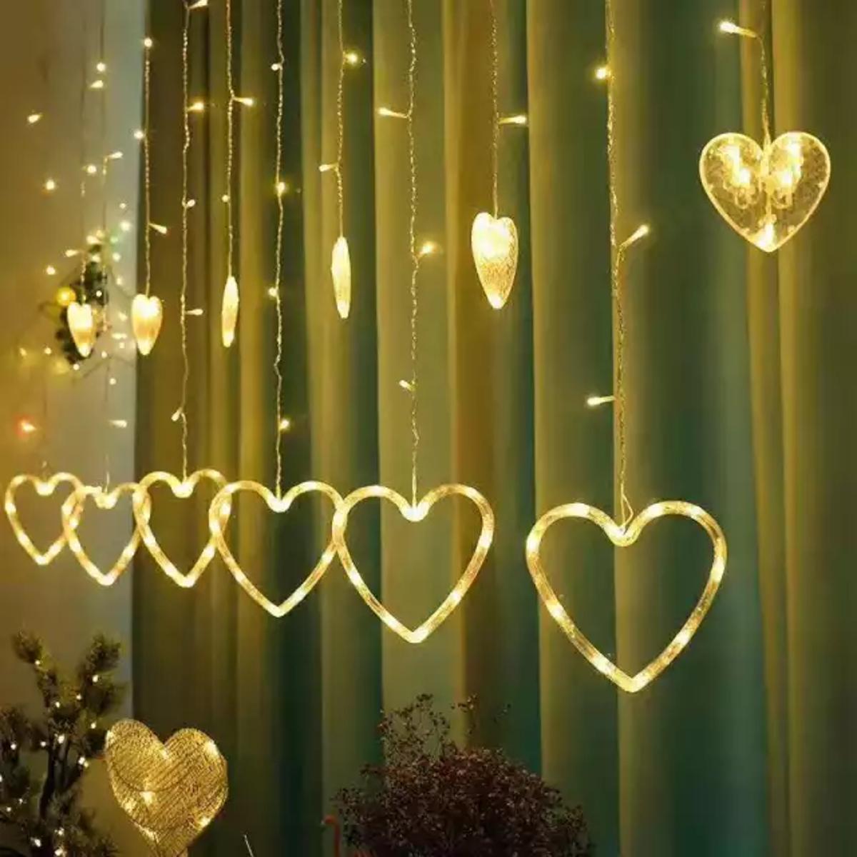 Picture of Heart love-shaped LED curtain light with 8 flashing modes for home decoration fairy string lights – light decoration