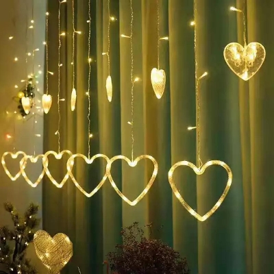 Picture of Heart love-shaped LED curtain light with 8 flashing modes for home decoration fairy string lights – light decoration