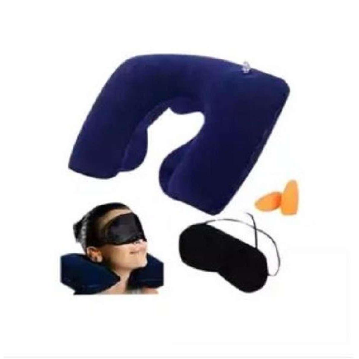 Picture of 3 In 1, Travel Selection - Neck Pillow, Earplug, Eye Cover - Navy Blue