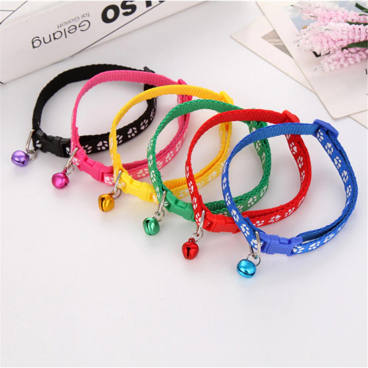 Picture of Adjustable Pet Cat Collar with Bell Poppy Neck Strap Soft for Small Dog Collar Cat Belt