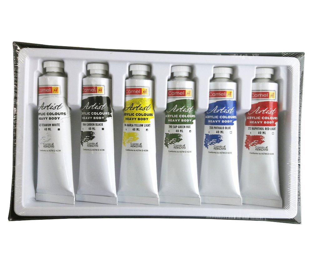 Picture of Camel Heavy Body Acrylic Colours 40ml 6 Color Paint Set