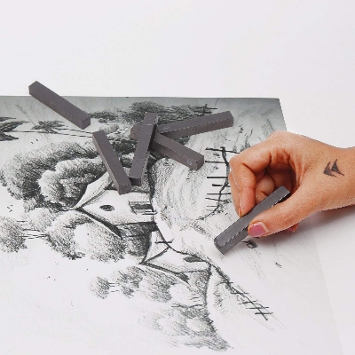 Picture of Drawing Shading Compressed Charcoal Sticks- Soft  Medium  Hard-6 Pcs