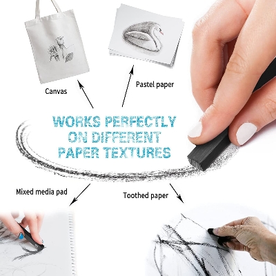 Picture of Drawing Shading Compressed Charcoal Sticks- Soft  Medium  Hard-6 Pcs