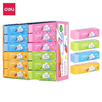 Picture of DELI E3045 High Quality Fresh Colour 4B Eraser 4 Pcs