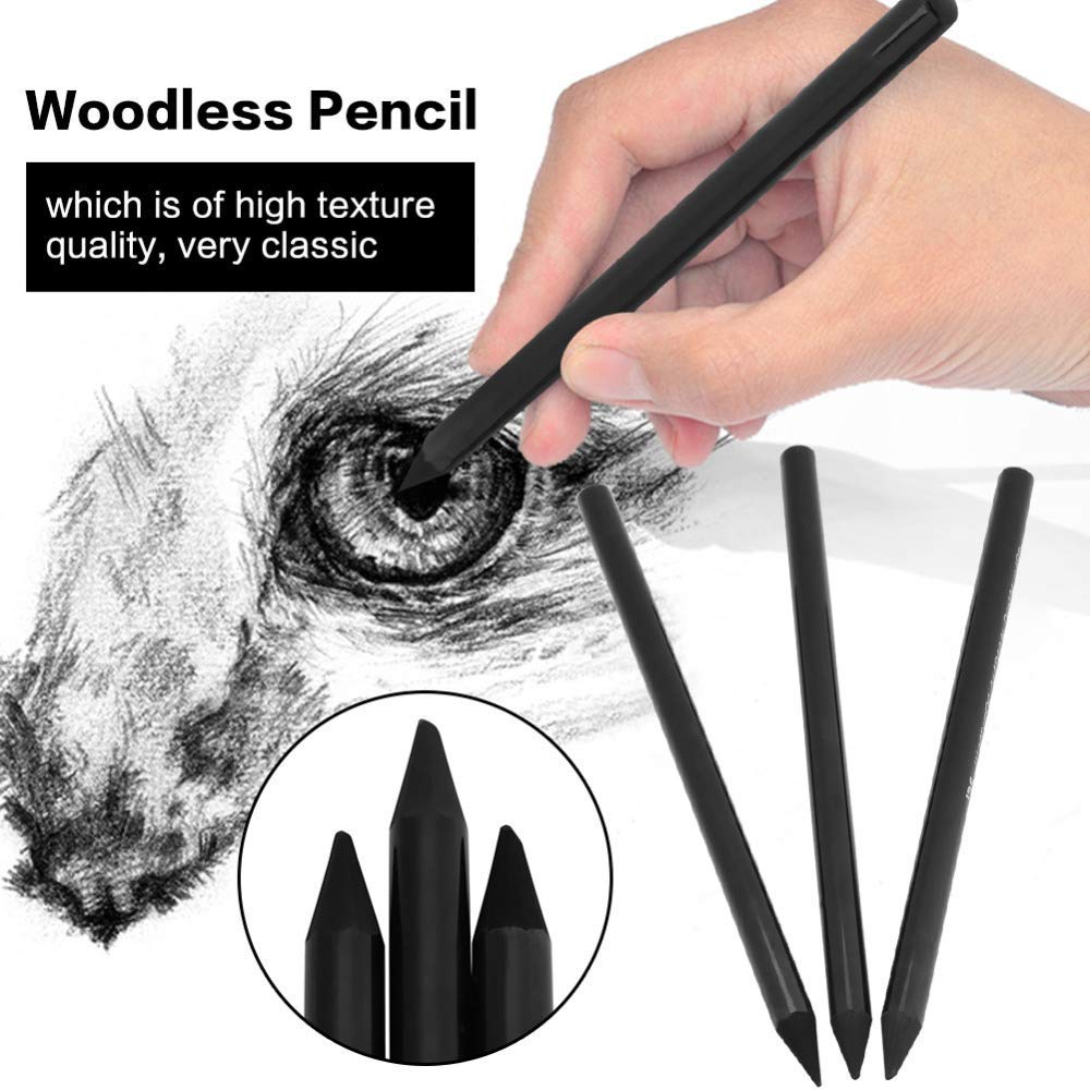 Picture of Keepsmiling 3Pcs Wood Less Black Charcoal Pencil for Sketching Drawing and Other Artistic Work