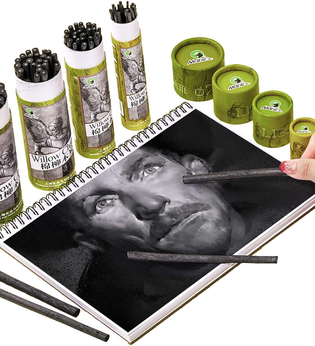 Picture of Maries Willow  Charcoal Sticks, Cotton Willow Sketch Charcoal Pencils For Drawing, Pack Of 25 (7-9 Mm Dia)