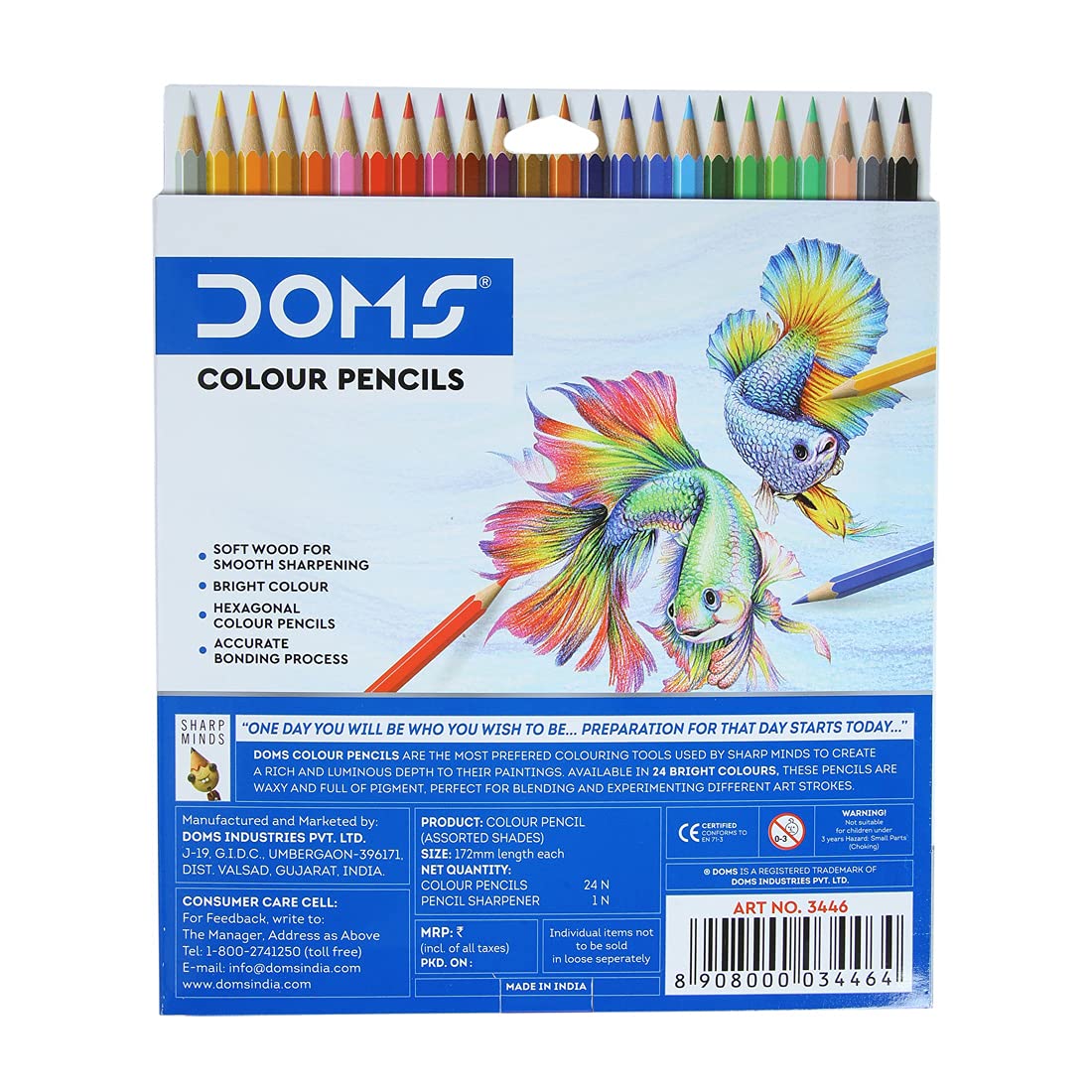 Picture of DOMS Colour Pencil 24 Shades Large Size |  High quality natural pigments
