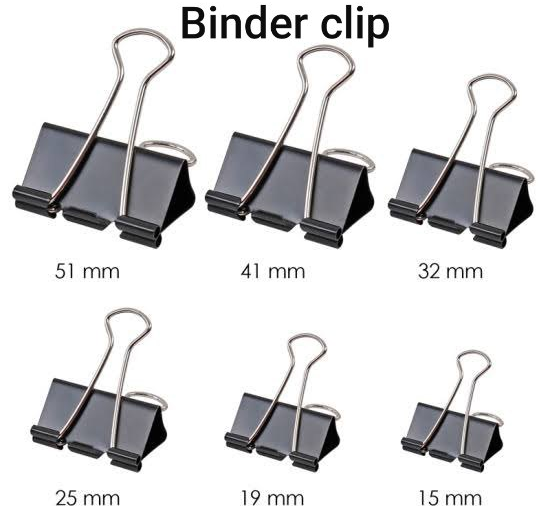 Picture of Binder Clips Metal paper clips  Paper Clamps Assorted Sizes for Office, School and Home ● Size: 15mm/19cmm / 25mm / 32mm / 41mm / 51mm