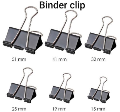 Picture of Binder Clips Metal paper clips  Paper Clamps Assorted Sizes for Office, School and Home ● Size: 15mm/19cmm / 25mm / 32mm / 41mm / 51mm