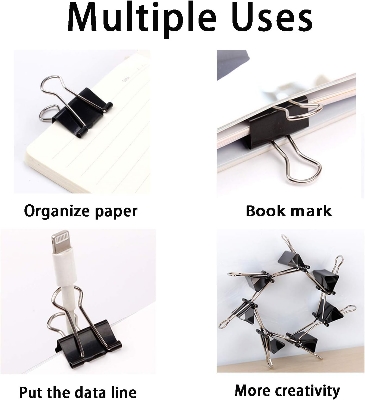 Picture of Binder Clips Metal paper clips  Paper Clamps Assorted Sizes for Office, School and Home ● Size: 15mm/19cmm / 25mm / 32mm / 41mm / 51mm
