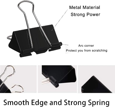 Picture of Binder Clips Metal paper clips  Paper Clamps Assorted Sizes for Office, School and Home ● Size: 15mm/19cmm / 25mm / 32mm / 41mm / 51mm