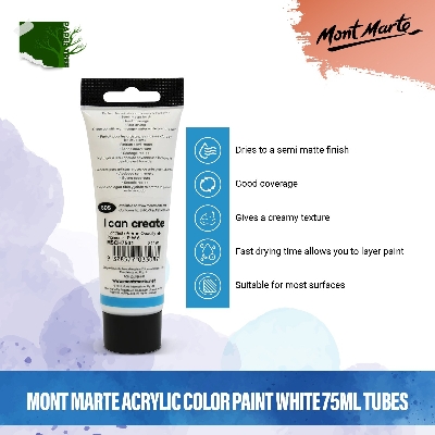 Picture of Mont Marte Acrylic Color Paint White 75ml Tubes
